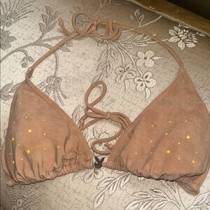 PLAYBOY Tan Bikini Top with Yellow Accents
